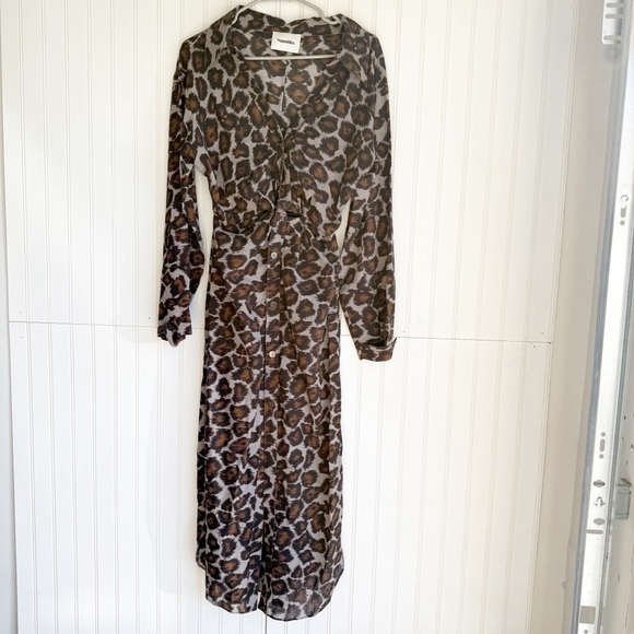 Nanushka Size XS Long Sleeve Ayse Deress in Crayon Ocelot - Picture 9 of 9